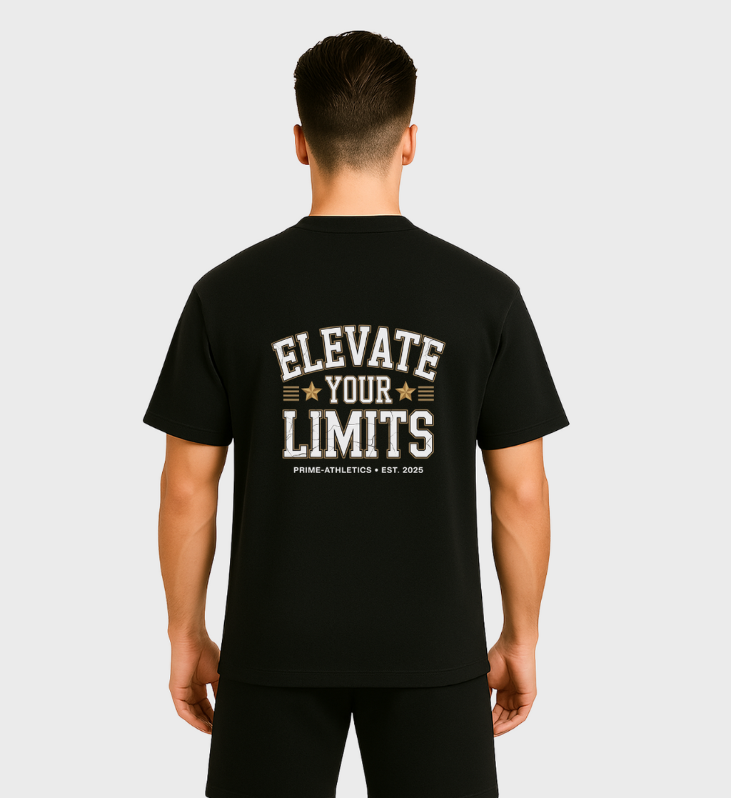 PRIME-ATHLETICS - Oversized T-Shirt Elevate Your Limits | Schwarz